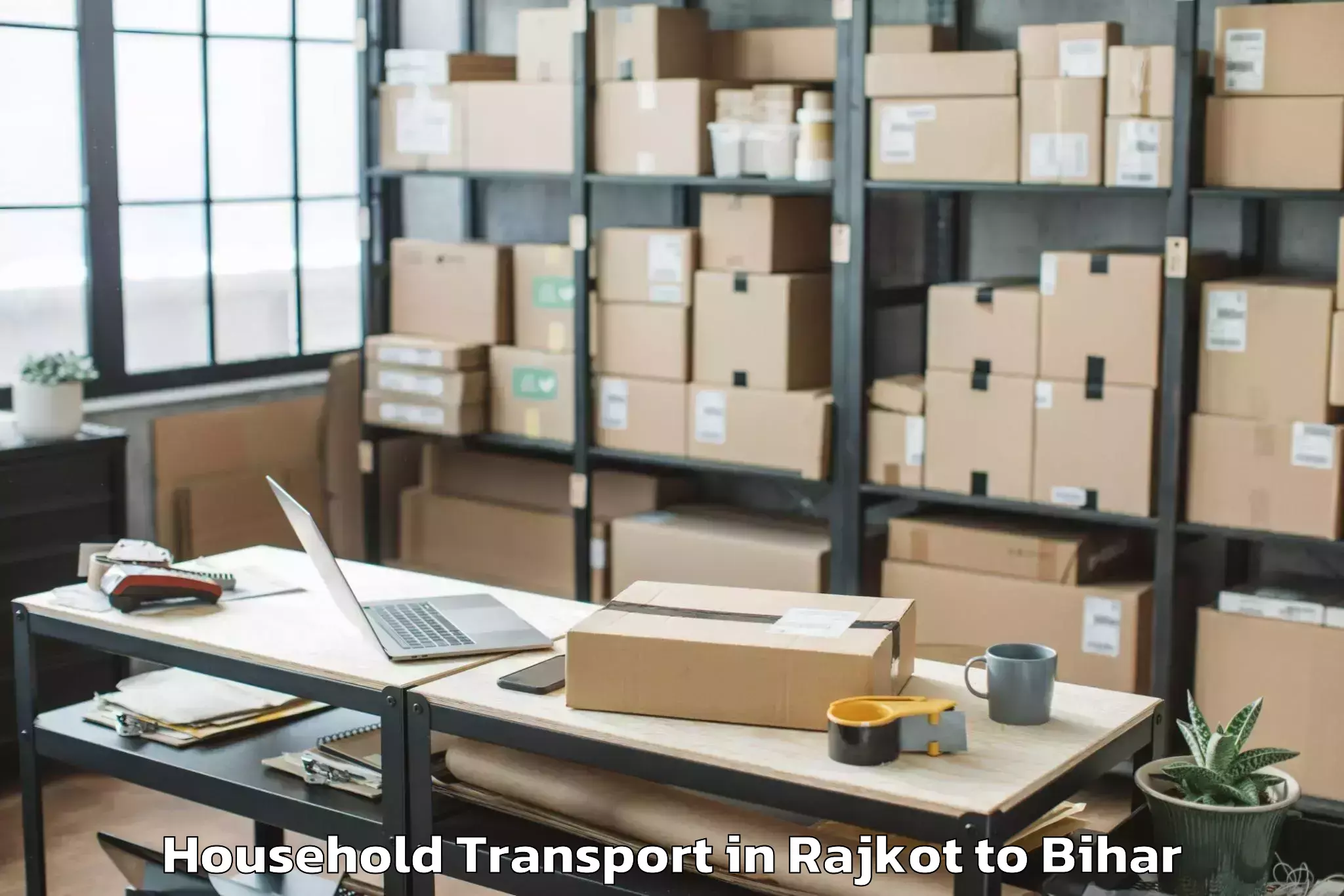 Book Rajkot to Mojharia Household Transport Online